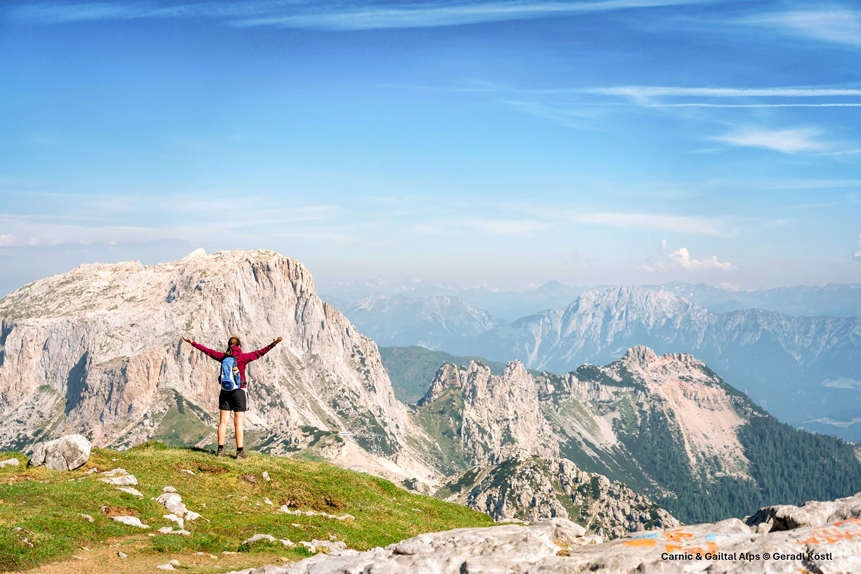 View from the Carnic Alps in Carinthia to the Nassfeld-Lesachtal-Weißensee (NLW) tourism region.